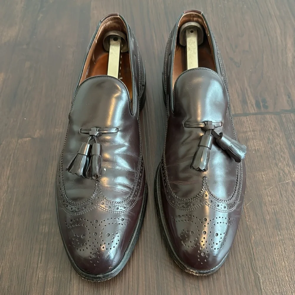 Allen Edmonds Arlington Wingtip Tassel Kiltie Loafer Men's Size 9B Burgundy